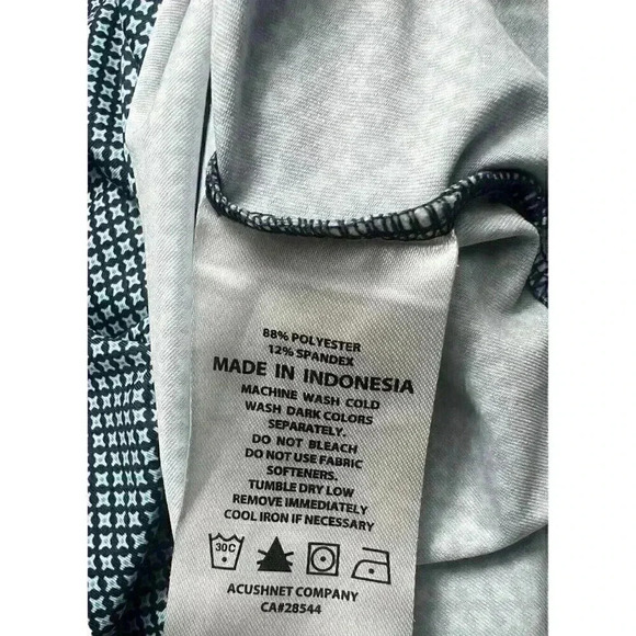 FootJoy FJ Mens Polo Shirt Size Large White Blue Geometric Athletic Fit Golf - Picture 10 of 11